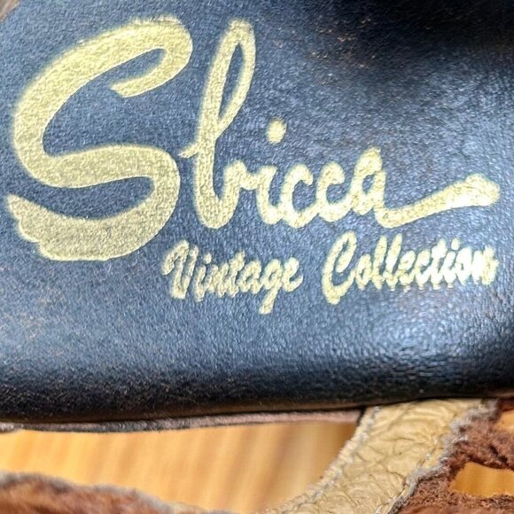 Sbicca Vintage Collection 9 Woven Leather Wood Studded Heel Platform - Picture 6 of 7